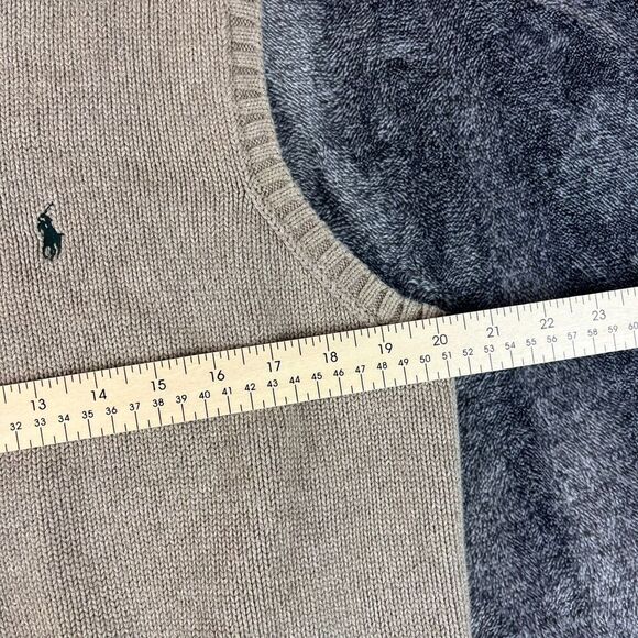 Vtg Polo Ralph Lauren Brown Knitted V-Neck Sweater Vest Men's L Pony Golf Cotton - Picture 5 of 10